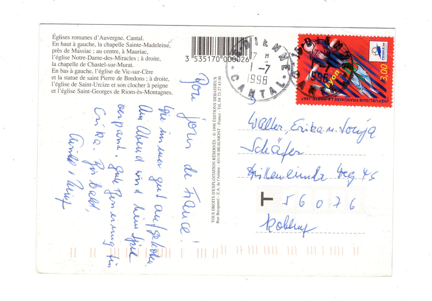 Ansichtskarte Eglises Romaines d´Auvergne / Frankreich