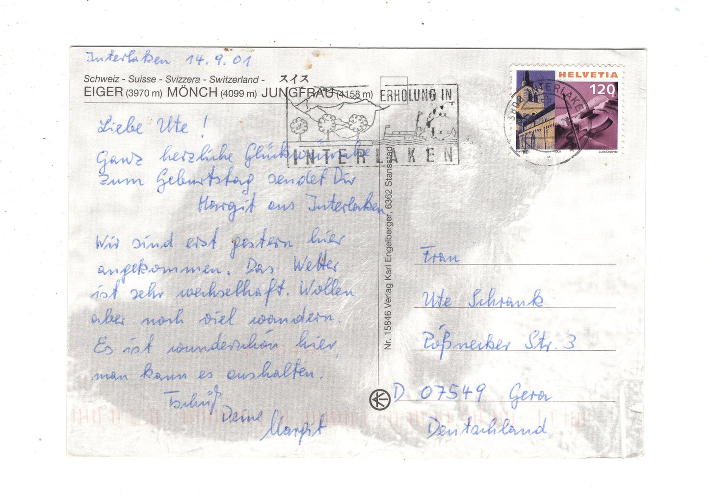 Ansichtskarte Eiger - Mönch - Jungfrau / Schweiz