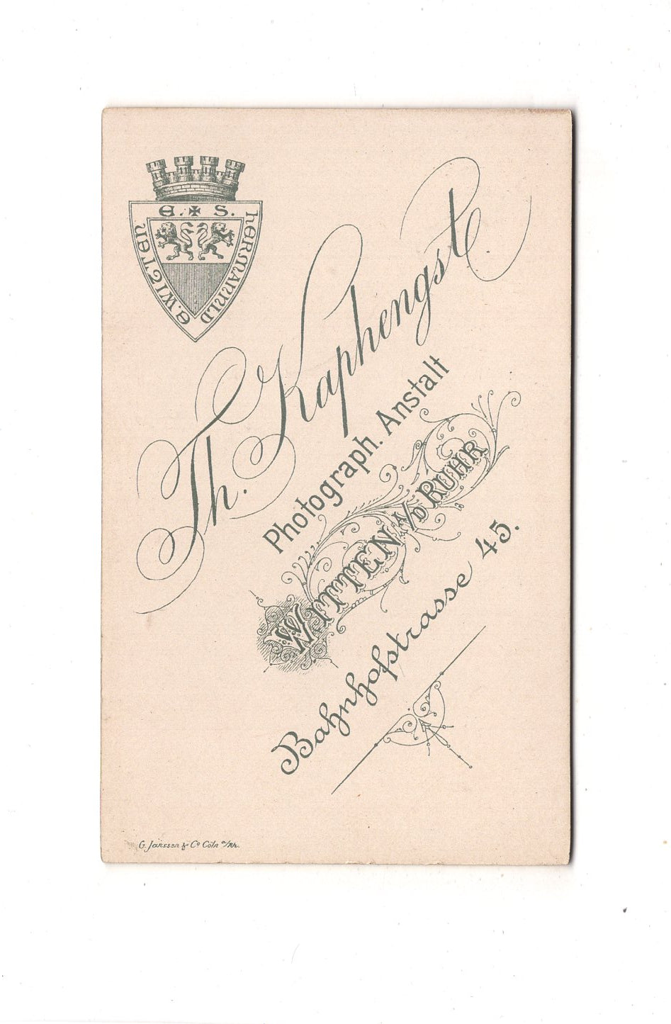 Fotografie Damenportrait - Witten an der Ruhr 1890er / CDV C1-17