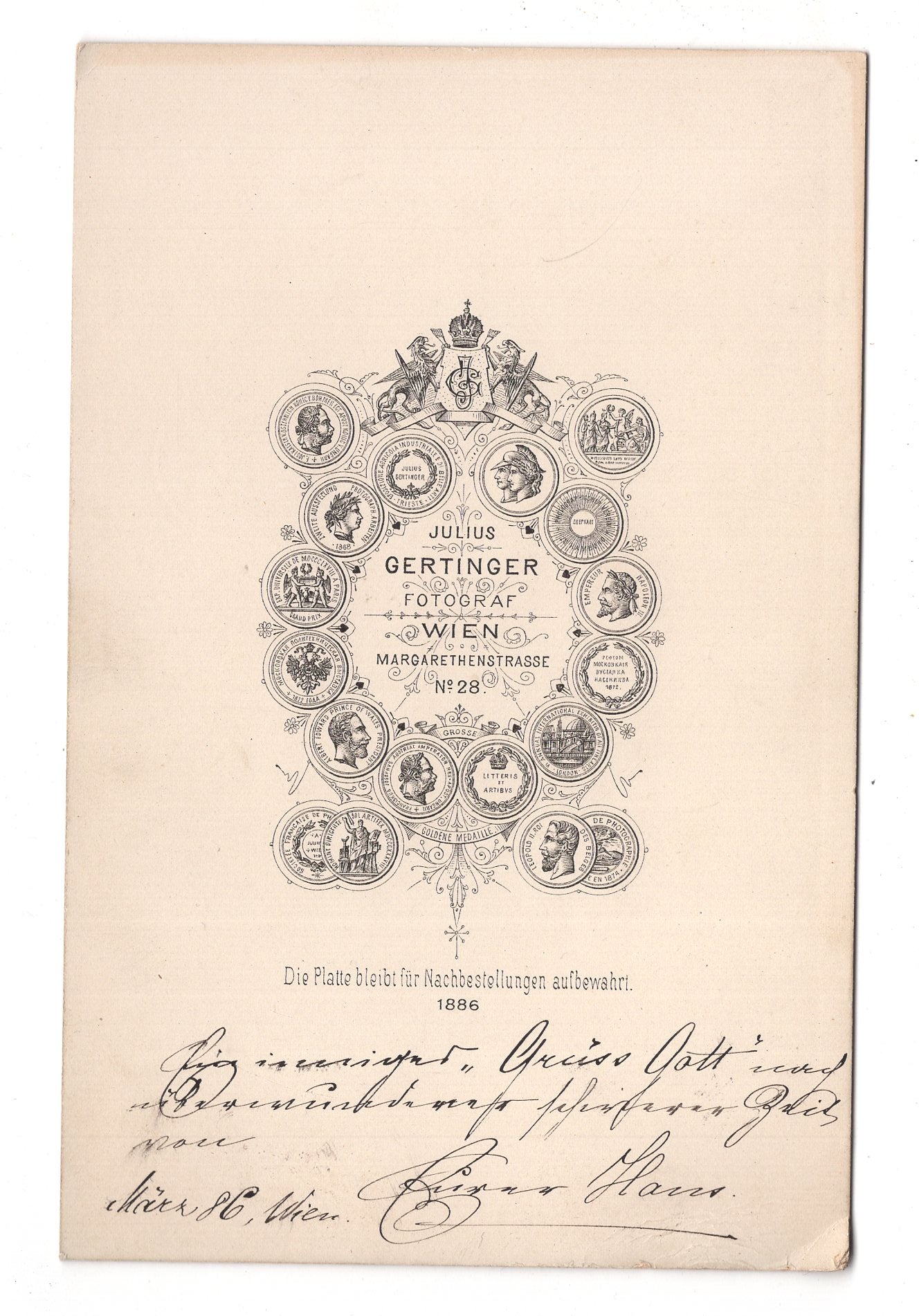 Fotografie Feines Paar mit Widmung - Wien 1886 / CAB X-28