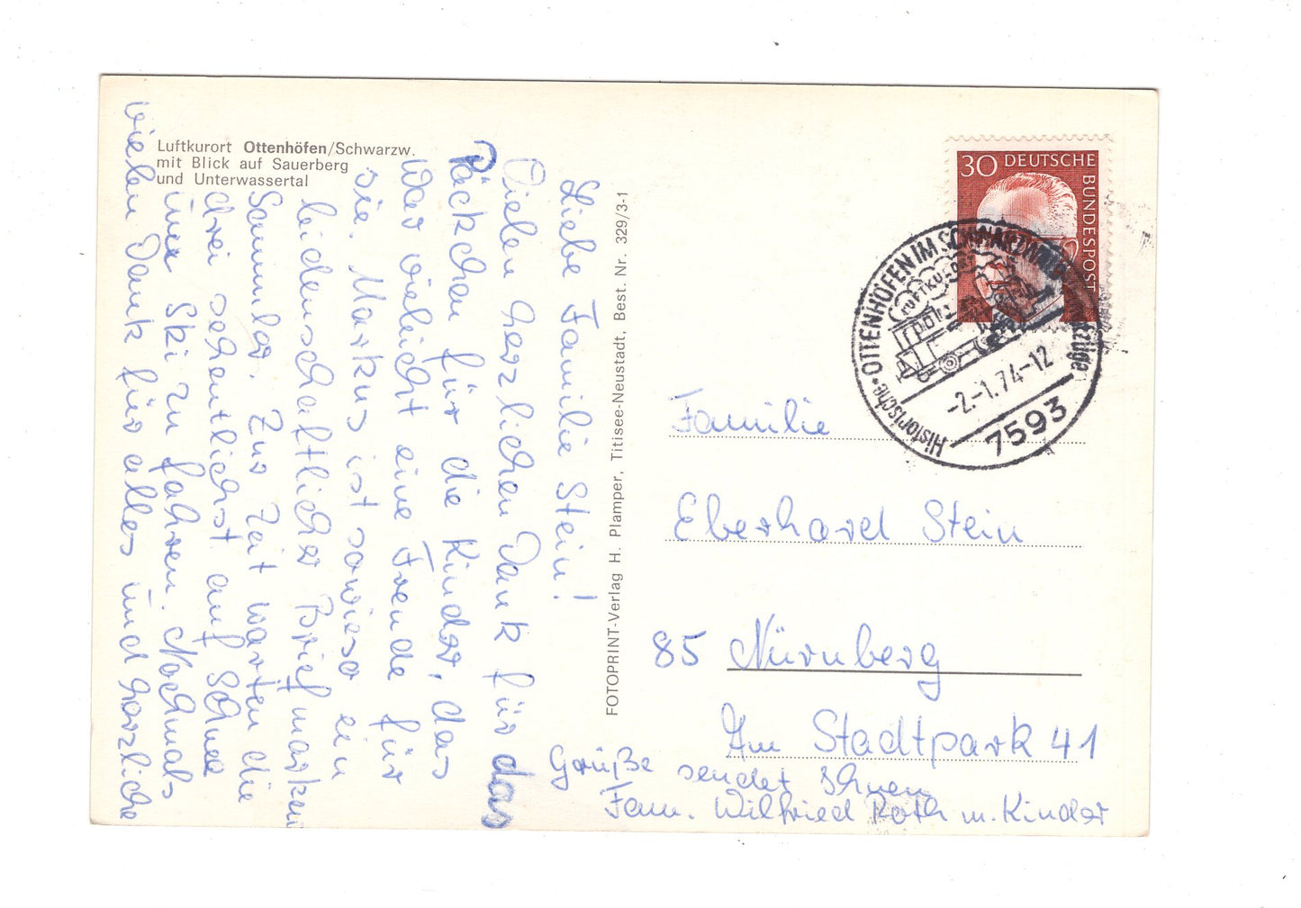 Ansichtskarte Ottenhöfen im Schwarzwald / Blick auf Sauerberg +++ / G1-70