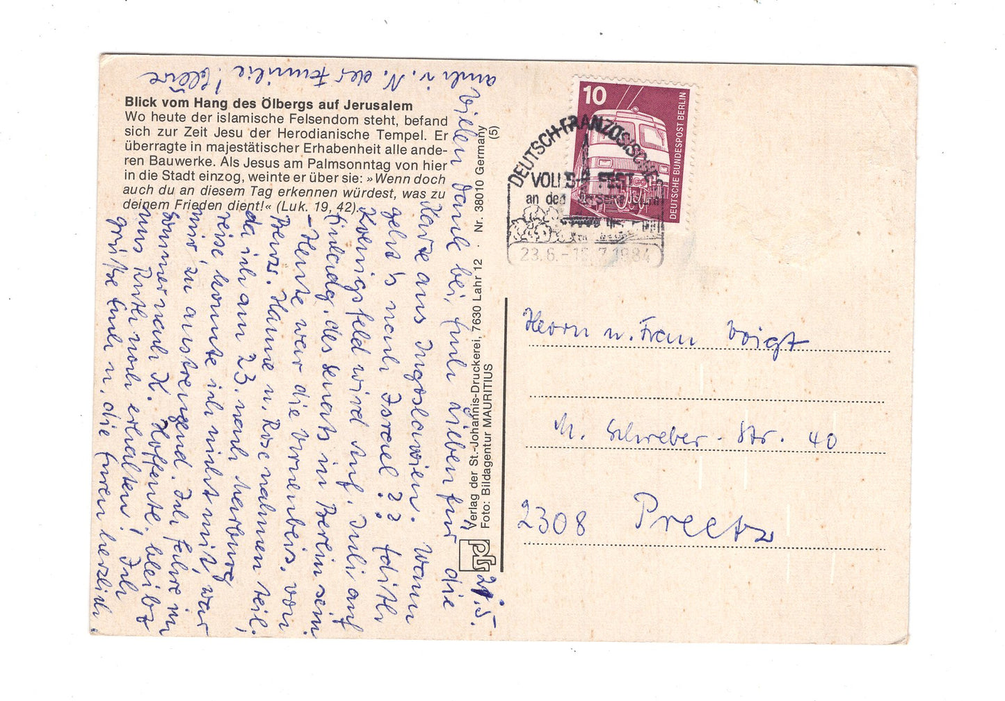 Ansichtskarte Blick vom Ölberg auf Jerusalem / Israel