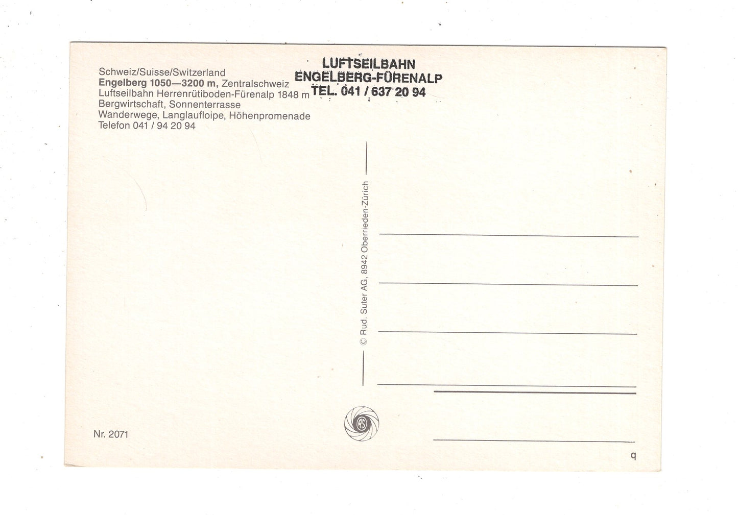 Ansichtskarte Engelberg - Fürenalp / Schweiz