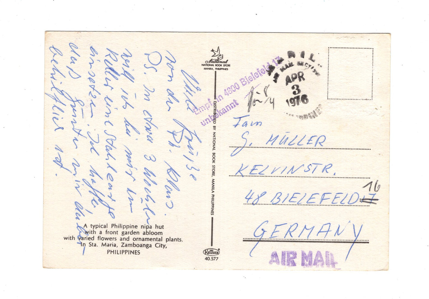 Ansichtskarte Sta. Maria / Zamboanga City / Philippinen