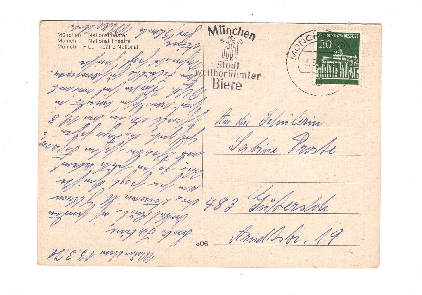 Ansichtskarte München / Nationaltheater / G1-53