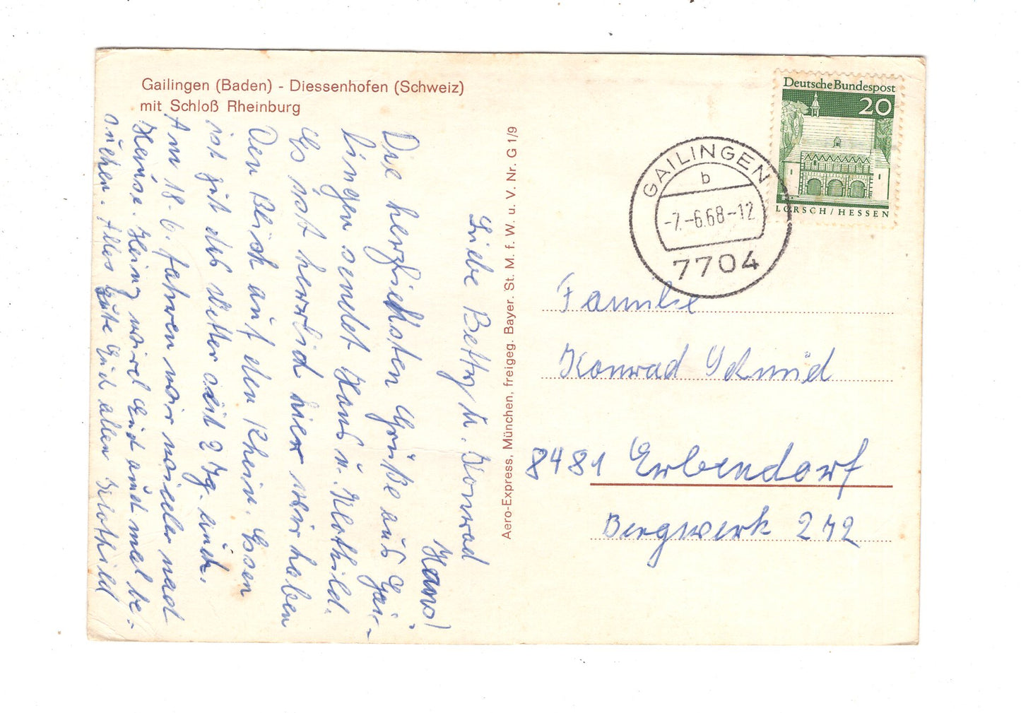 Ansichtskarte Gailingen - Diessenhofen mit Schloss Rheinburg