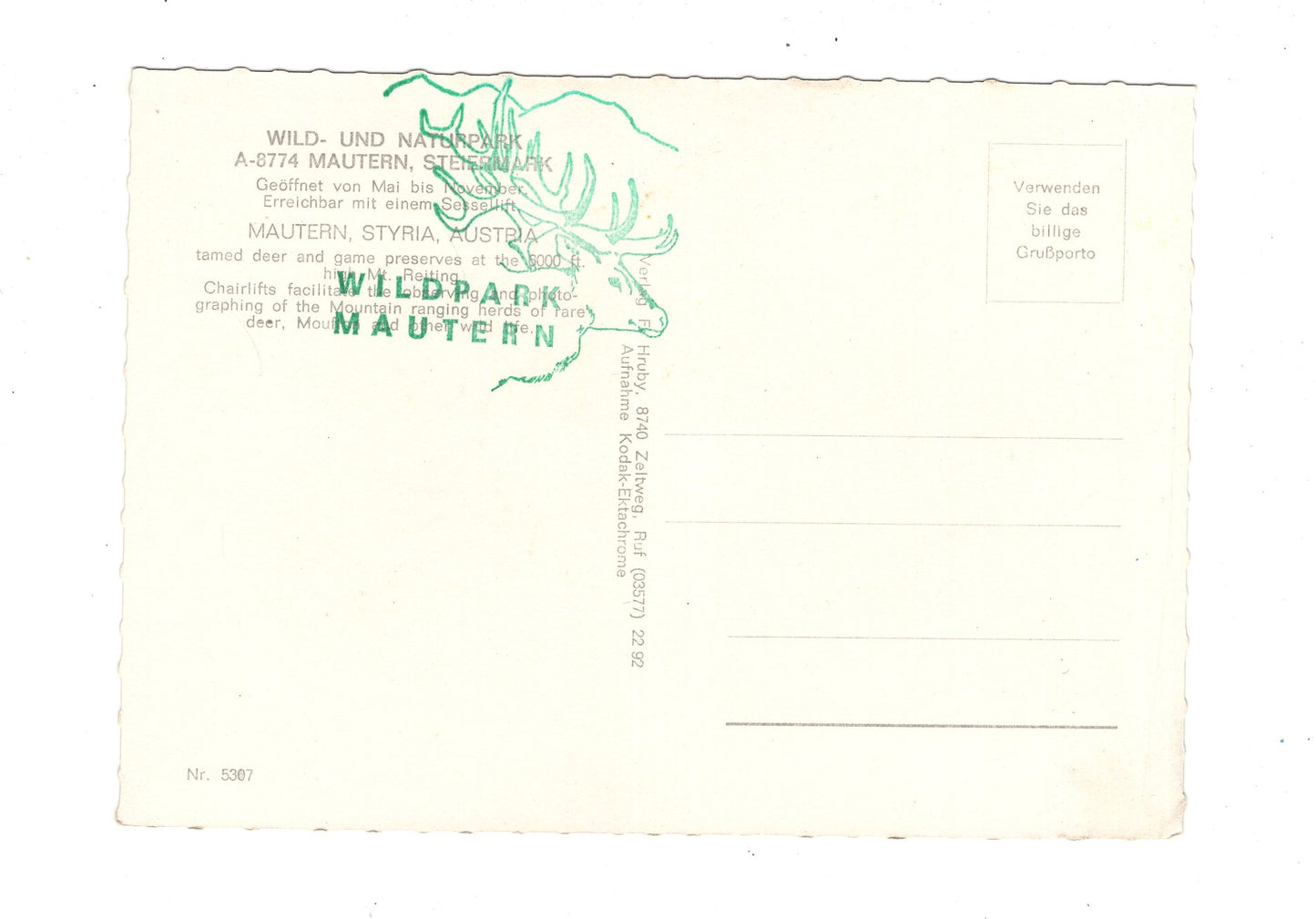 Ansichtskarte Wildpark Mautern / Steiermark / Österreich
