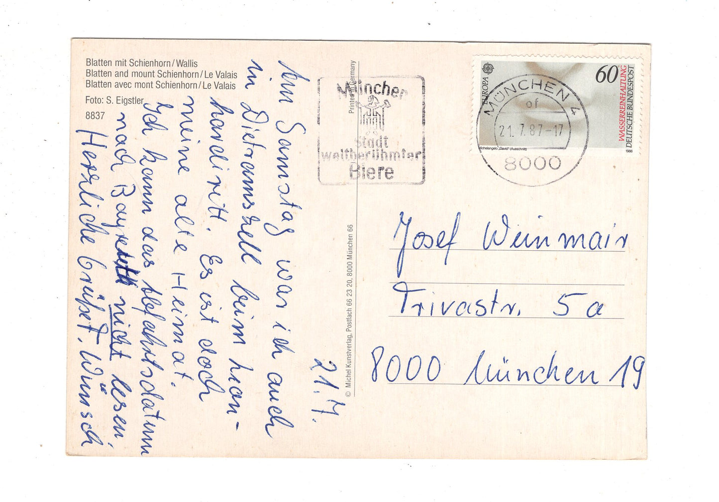 Ansichtskarte Blatten mit Schienhorn / Wallis / Schweiz