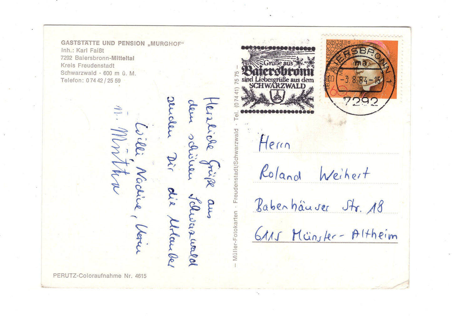Ansichtskarte Baiersbronn-Mitteltal / Gaststätte und Pension Murghof