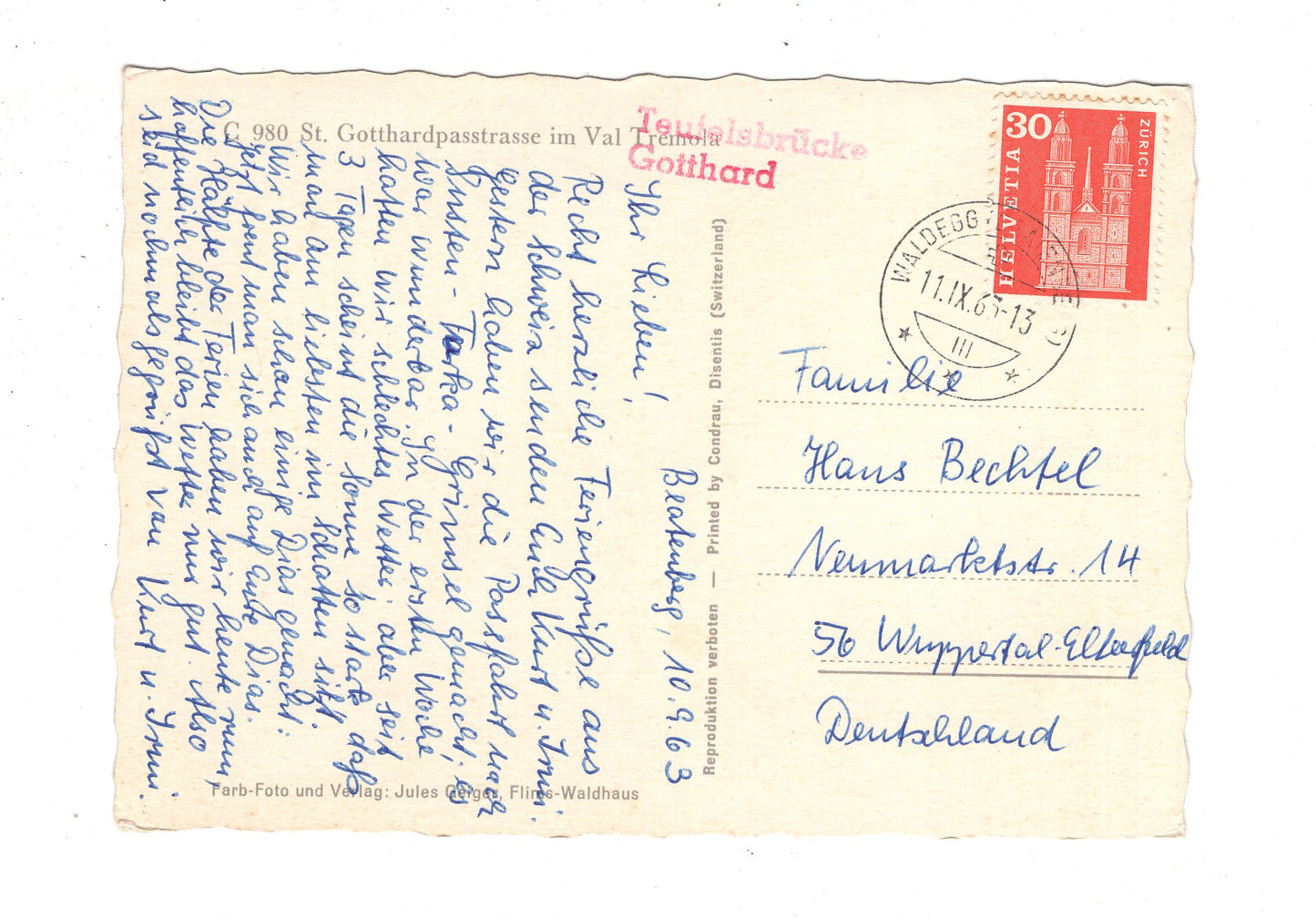 Ansichtskarte St. Gotthardpass-Straße im Val Tremola / Schweiz