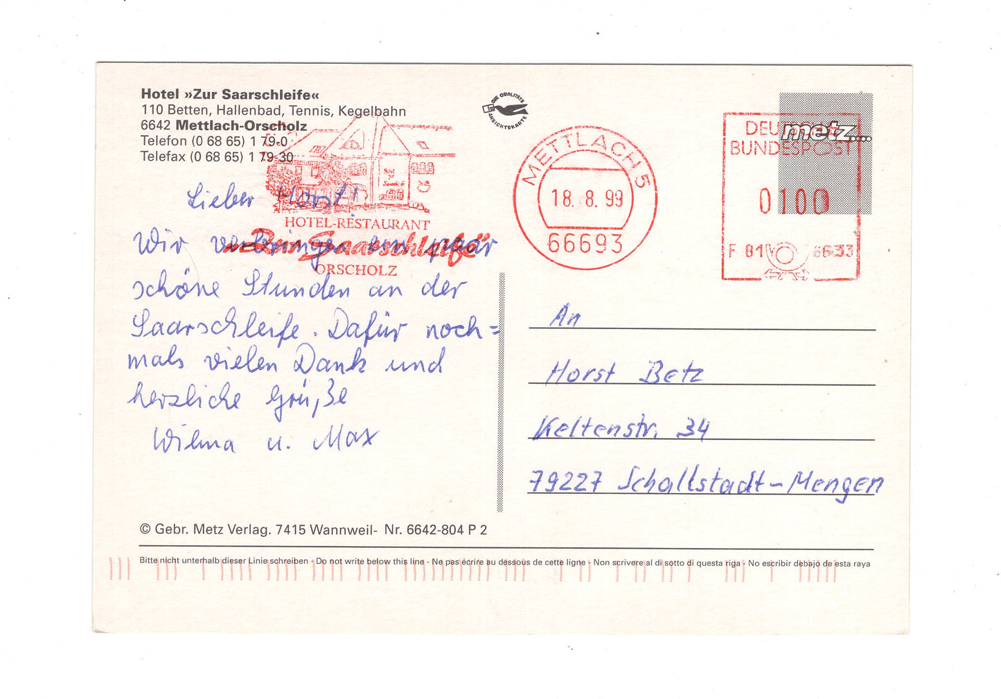 Ansichtskarte Hotel Zur Saarschleife / Mettlach-Orscholz