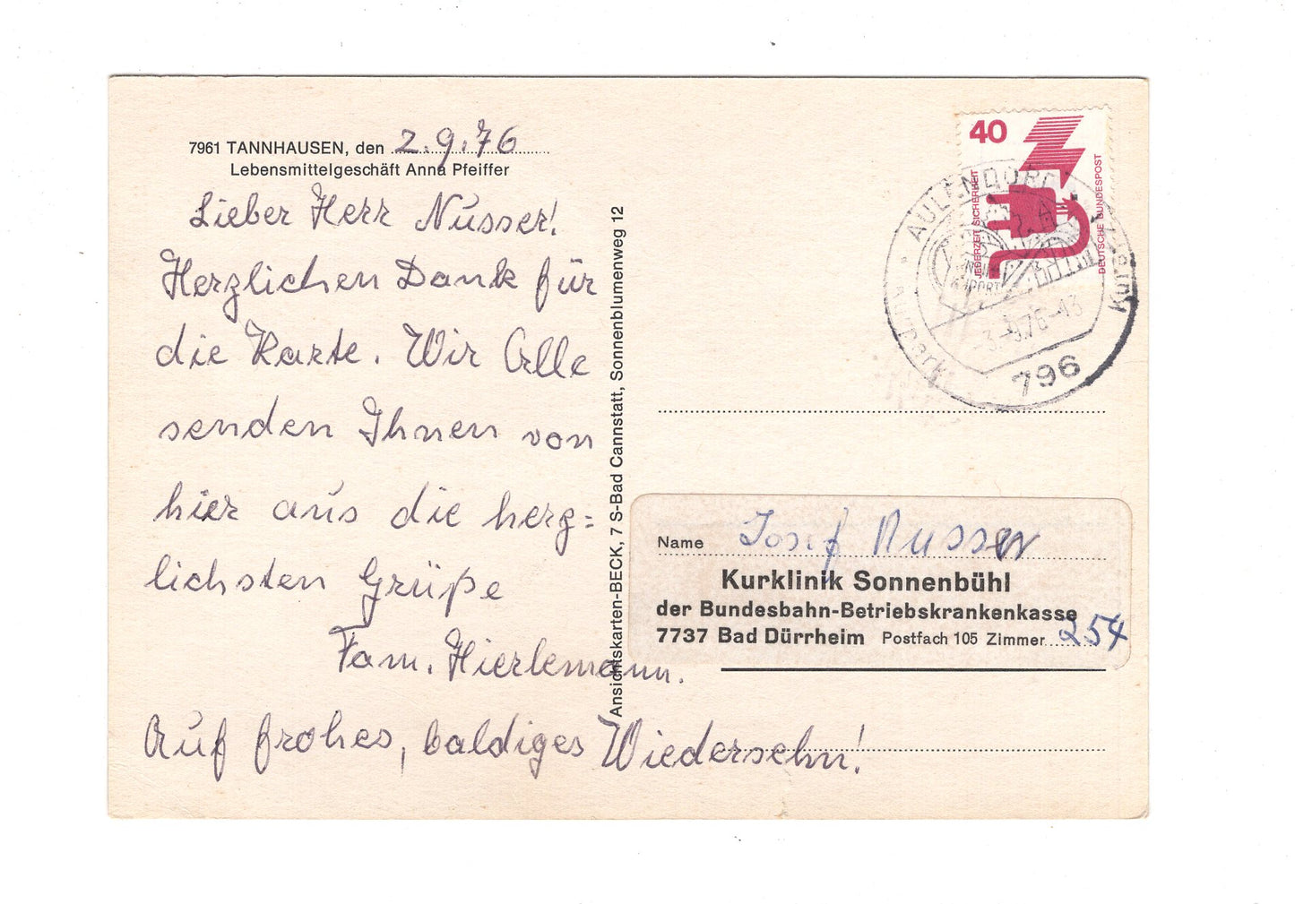 Ansichtskarte Grüße aus Tannhausen / H1-67