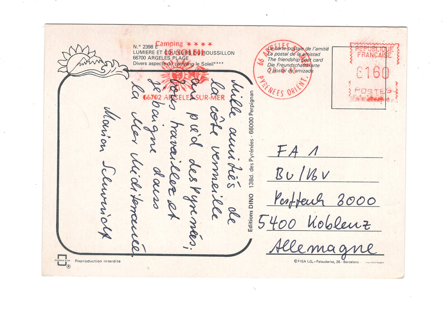 Ansichtskarte Argeles-Plage / Frankreich