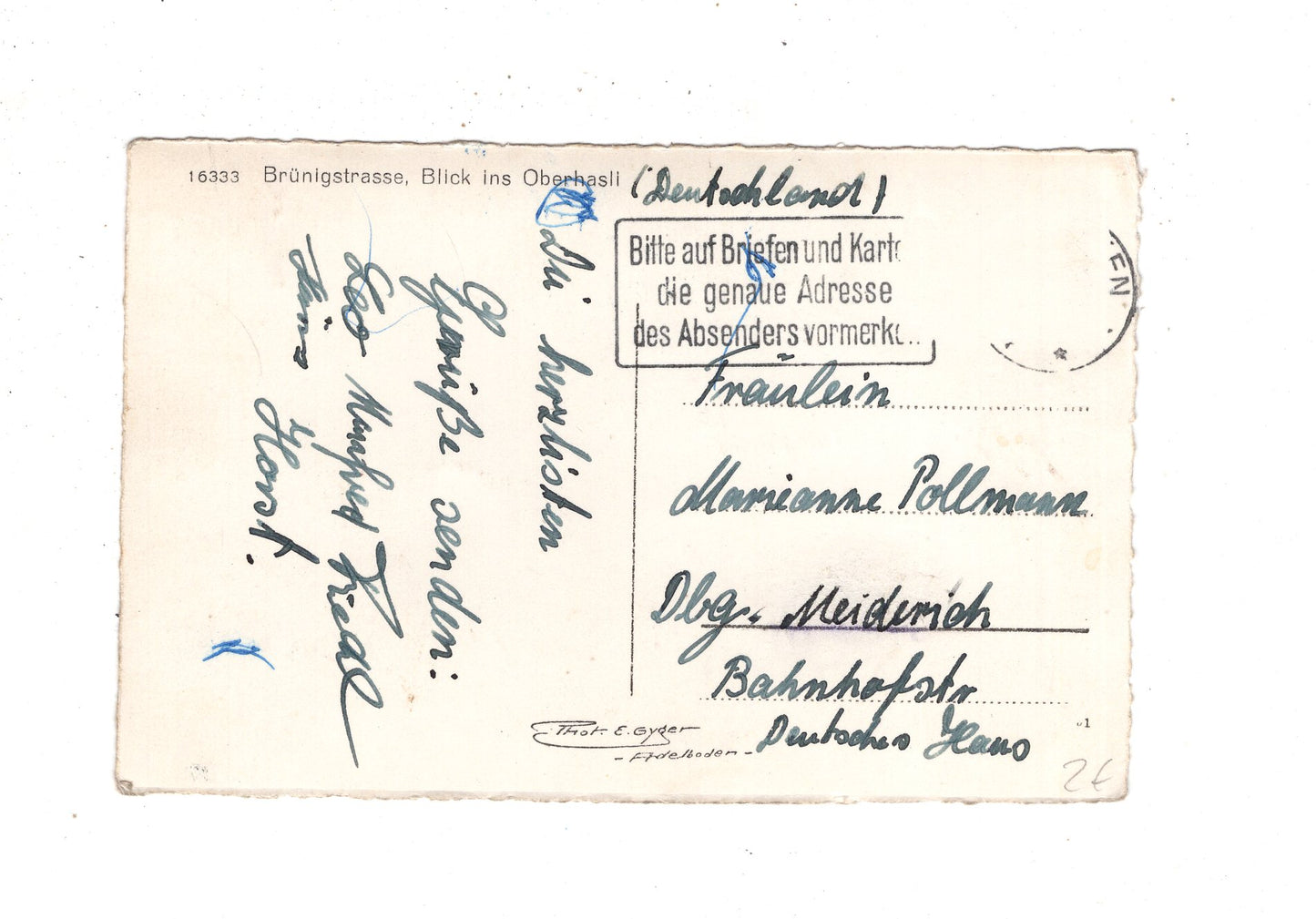 Ansichtskarte Brünigstraße / Blick ins Oberhasli / Schweiz