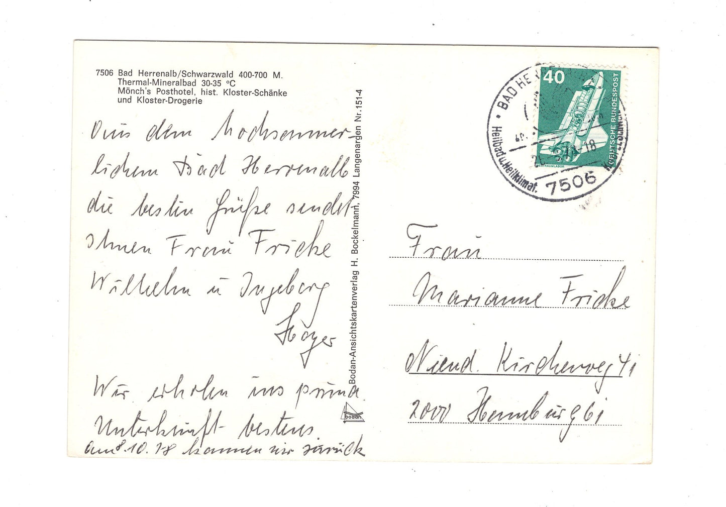 Ansichtskarte Bad Herrenalb / Schwarzwald / Mönchs Posthotel +++