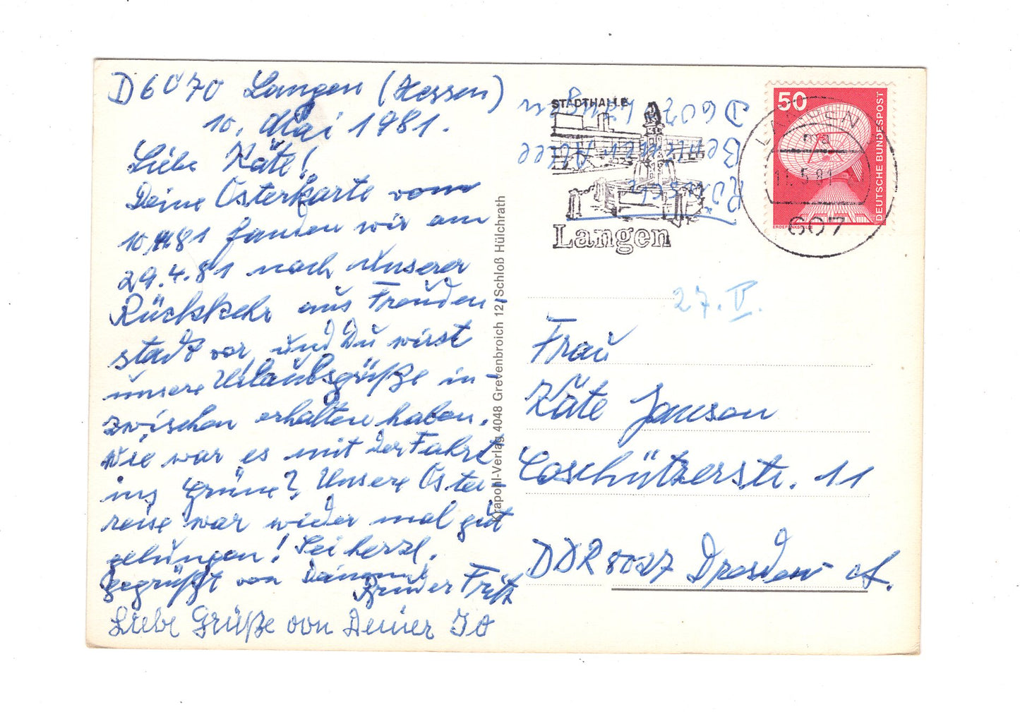 Ansichtskarte Langen in Hessen / Rathaus / Hessenklinik +++