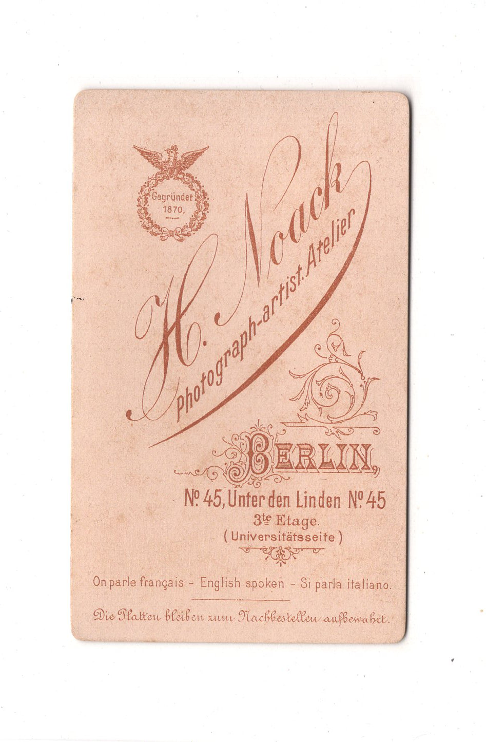 Fotografie Herrenportrait - Berlin 1880er / CDV C1-18