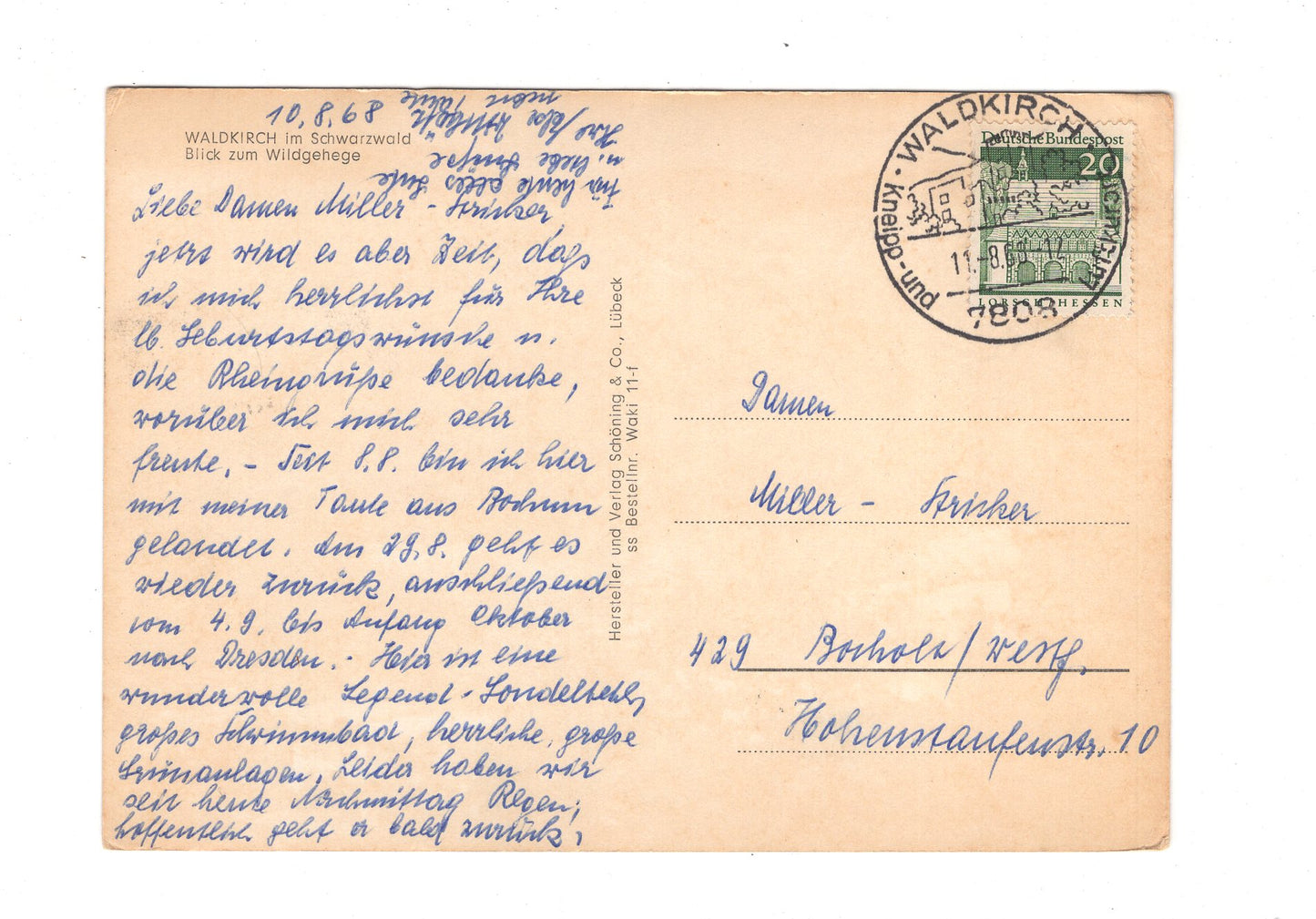 Ansichtskarte Waldkirch im Schwarzwald / Blick zum Wildgehege / H1-51