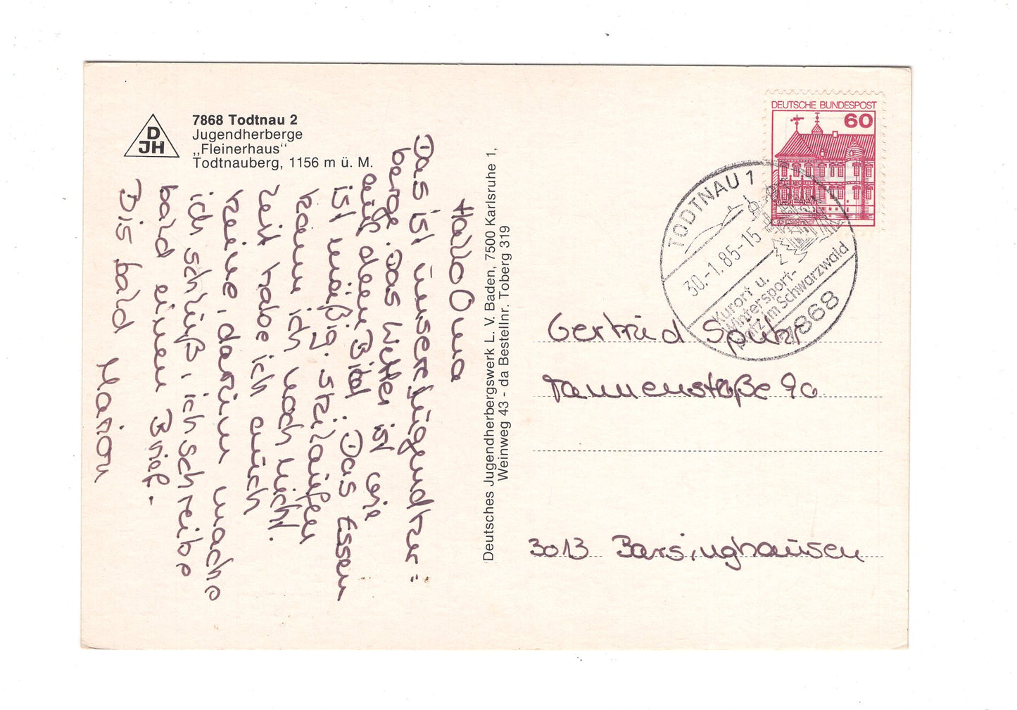 Ansichtskarte Jugendherberge Fleinerhaus Todtnauberg / Todtnau 2 / H1-51