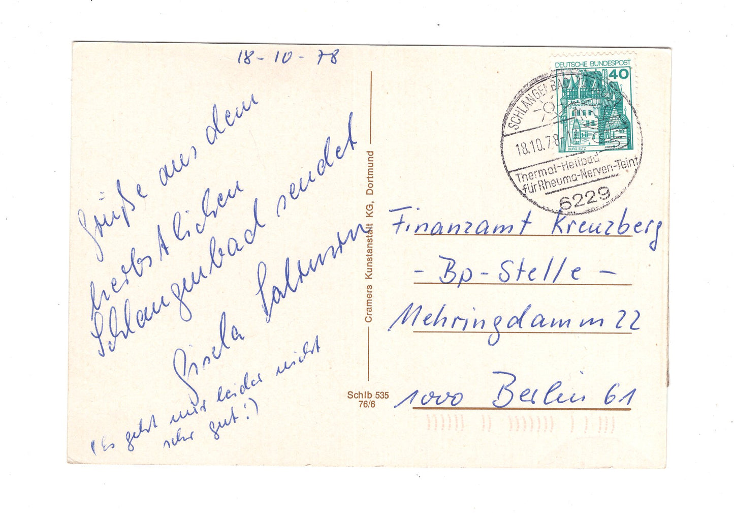 Ansichtskarte Klinik Römerbad / Schlangenbad im Taunus