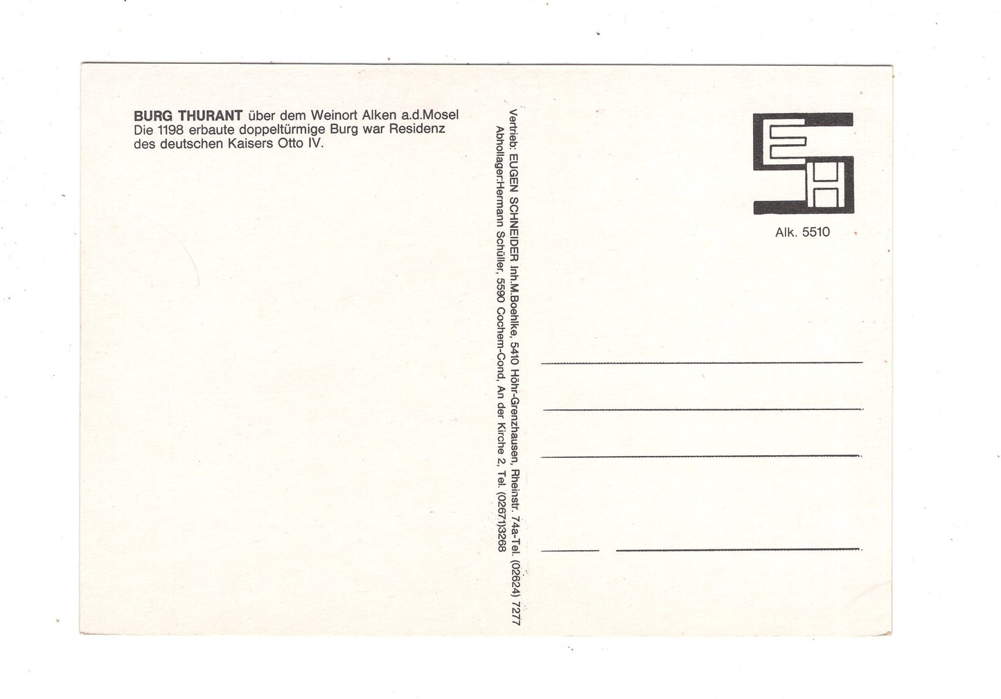 Ansichtskarte Burg Thurant bei Alken an der Mosel / M1-59