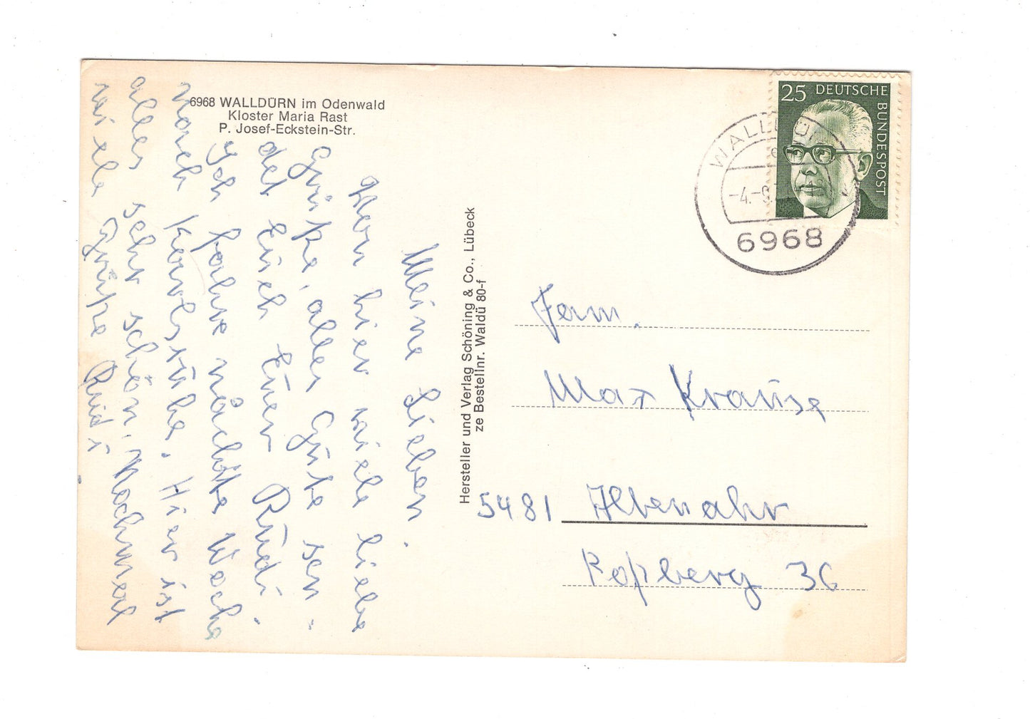 Ansichtskarte Walldürn im Odenwald / Kloster Maria Rast / H1-68