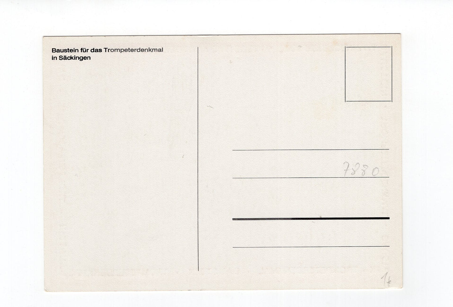 Ansichtskarte Baustein für das Trompeterdenkmal in Säckingen