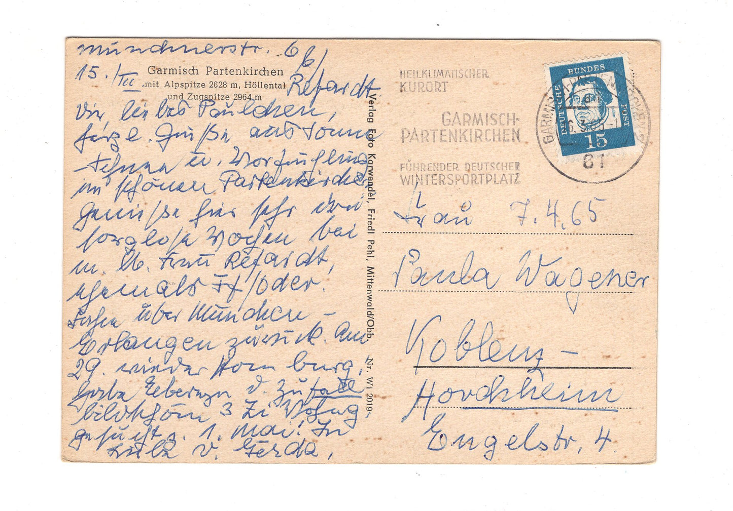 Ansichtskarte Garmisch-Partenkirchen mit Alpspitze / G1-55