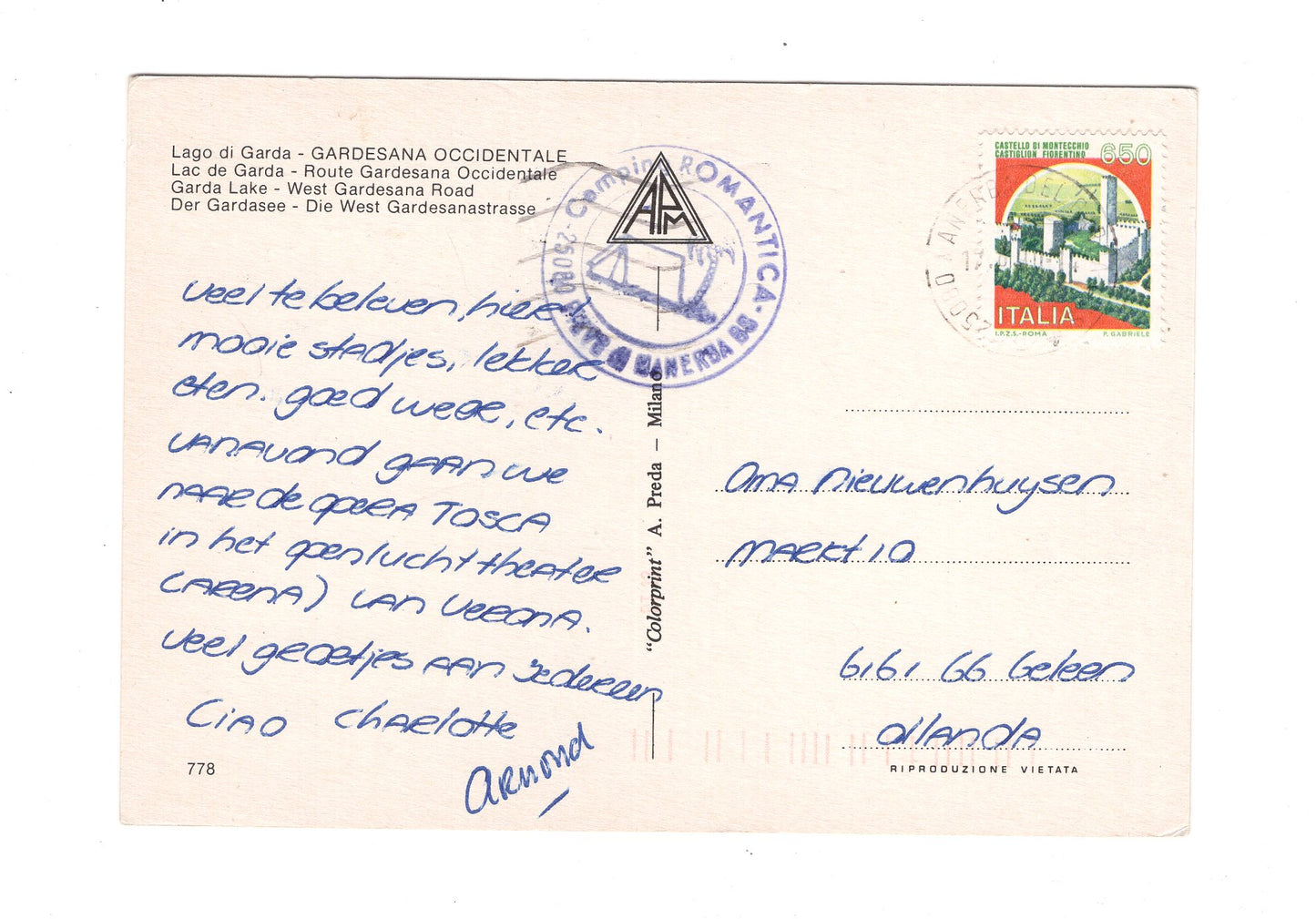 Ansichtskarte Lago di Garda / Gardesana occ. / Italien