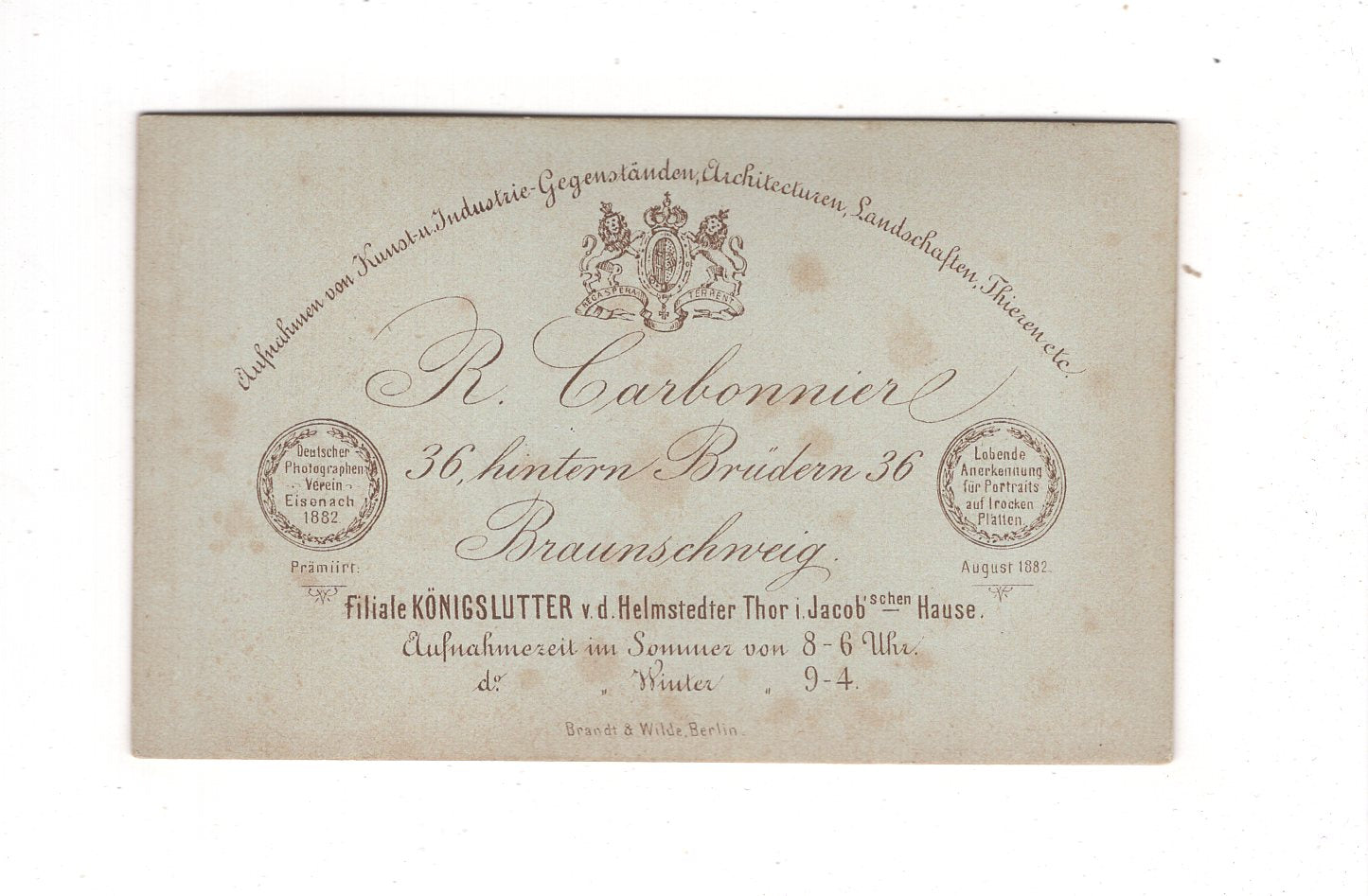Fotografie Feiner Junge - Braunschweig 1880er / CDV N1-04