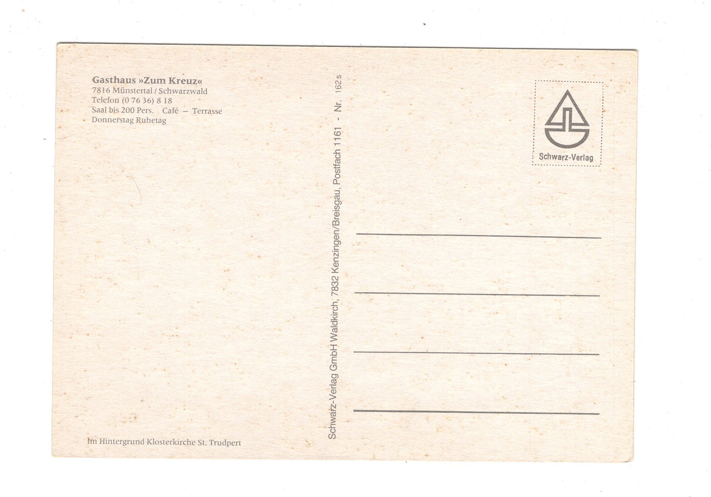 Ansichtskarte Gasthaus Zum Kreuz / Münstertal / Schwarzwald / H1-51