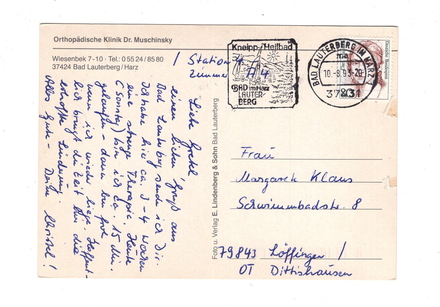Ansichtskarte Bad Lauterberg / Harz / Klinik Dr. Muschinsky