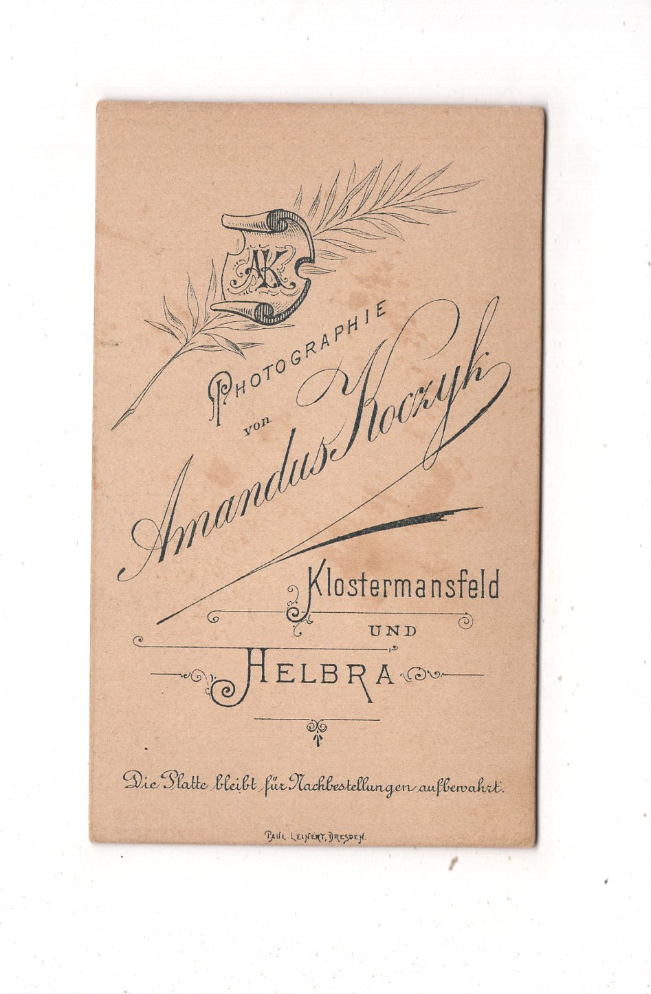 Fotografie Feiner Junge - Klostermansfeld & Helbra 1890er / CDV N1-05