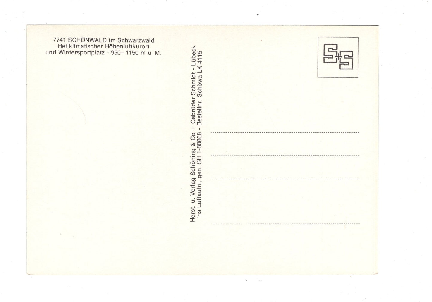 Ansichtskarte Schönwald im Schwarzwald / H1-51