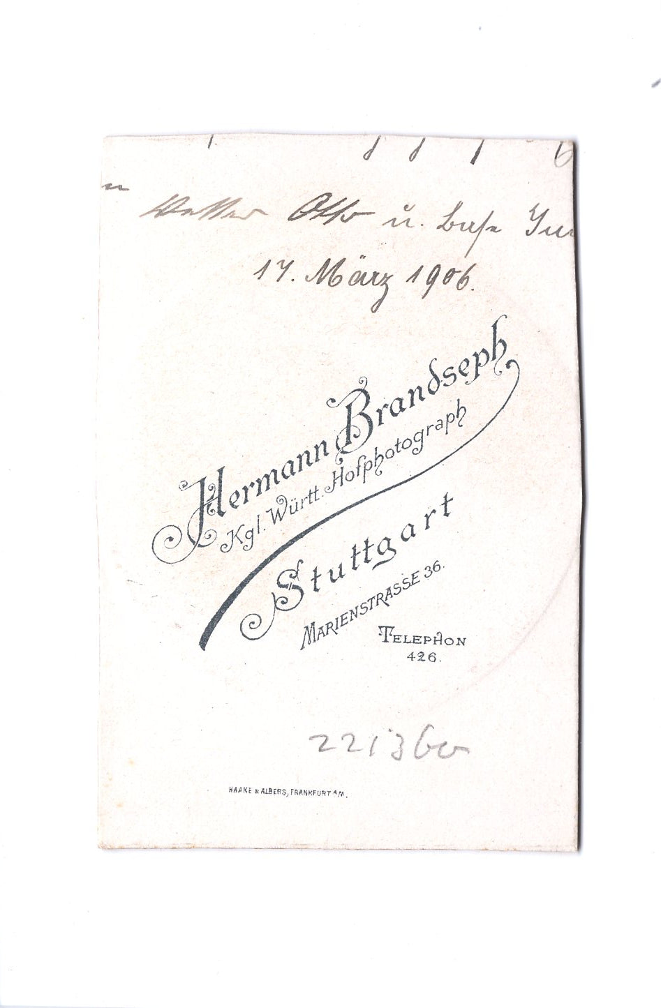 Fotografie Feines Paar / benannt - Stuttgart 1906