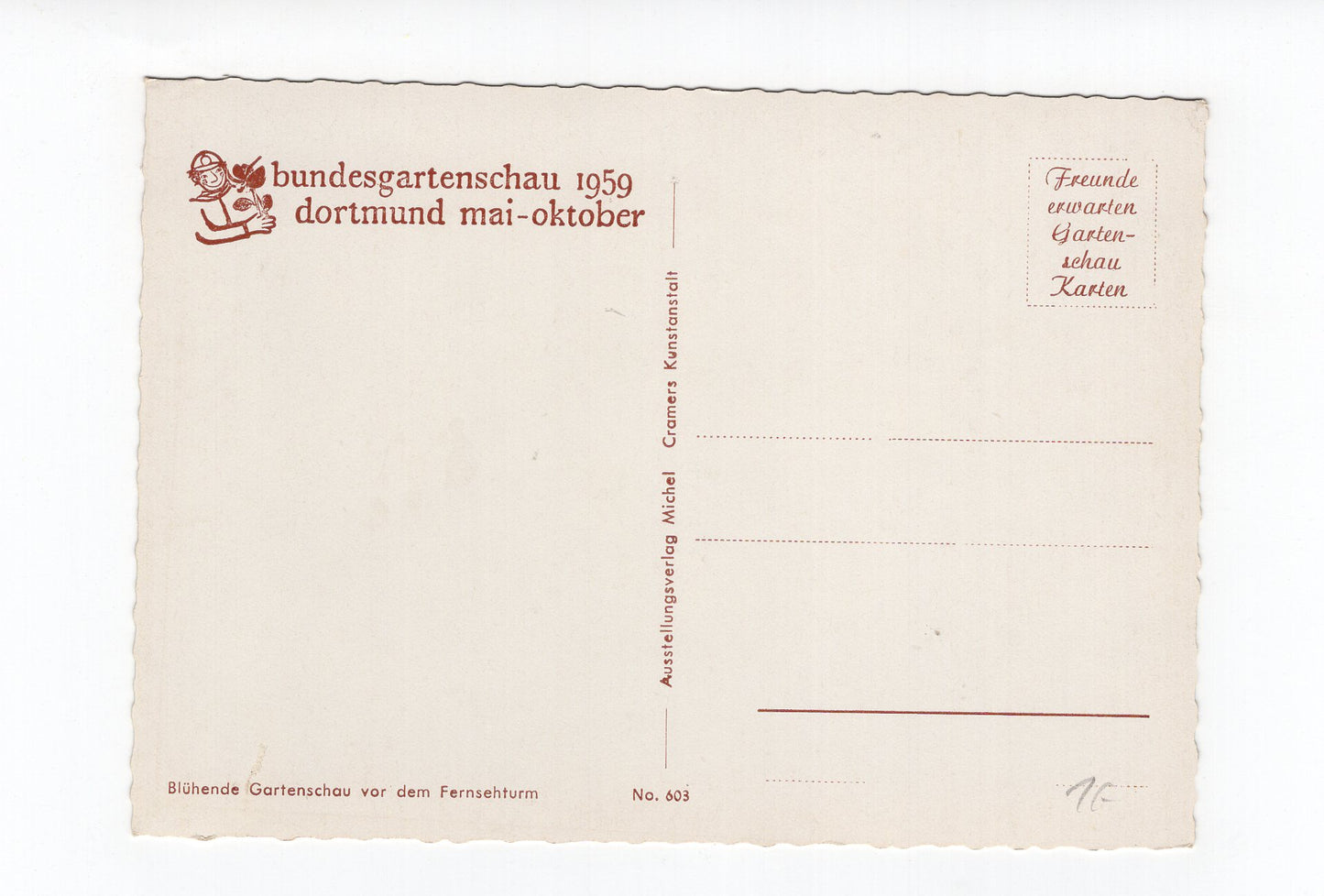 Ansichtskarte Bundesgartenschau Dortmund 1959 / vor dem Fernsehturm