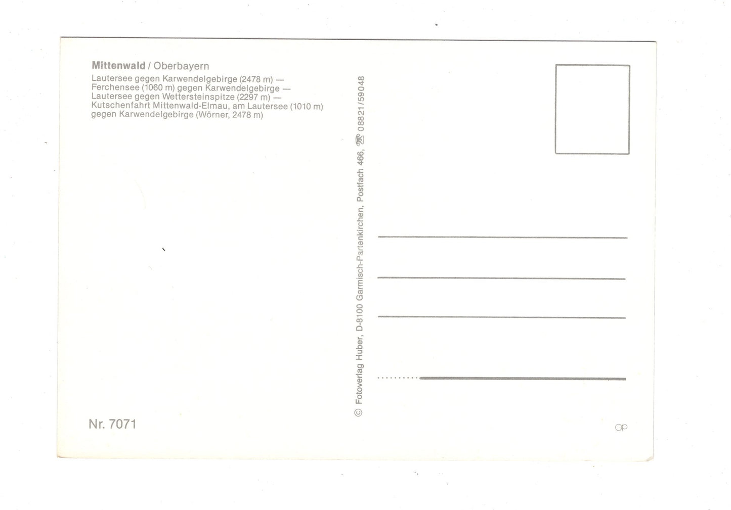 Ansichtskarte Mittenwald / Oberbayern / Lautersee-Ferchensee / G1-55
