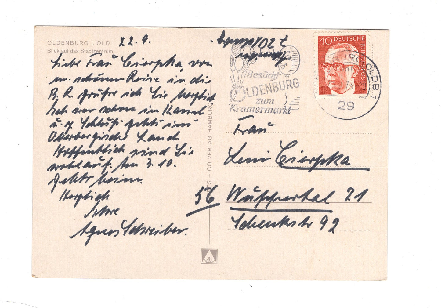 Ansichtskarte Oldenburg in Oldenburg / Blick auf das Stadtzentrum / H1-68