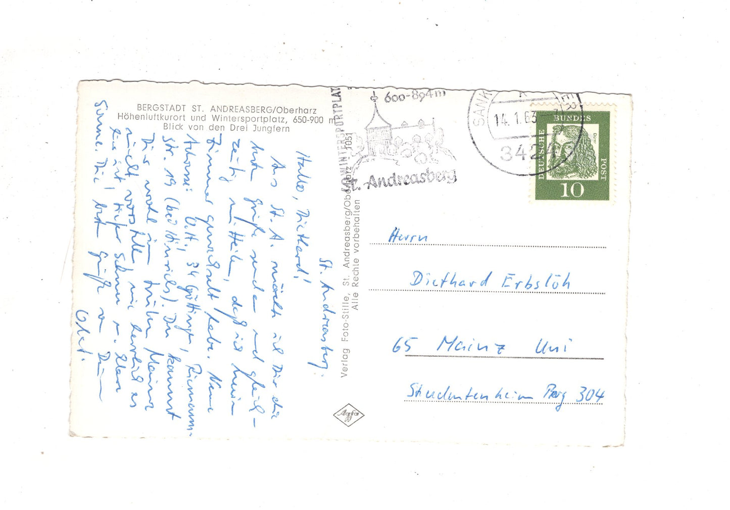 Ansichtskarte St. Andreasberg / Oberharz / Blick von den Drei Jungfern / J1-63