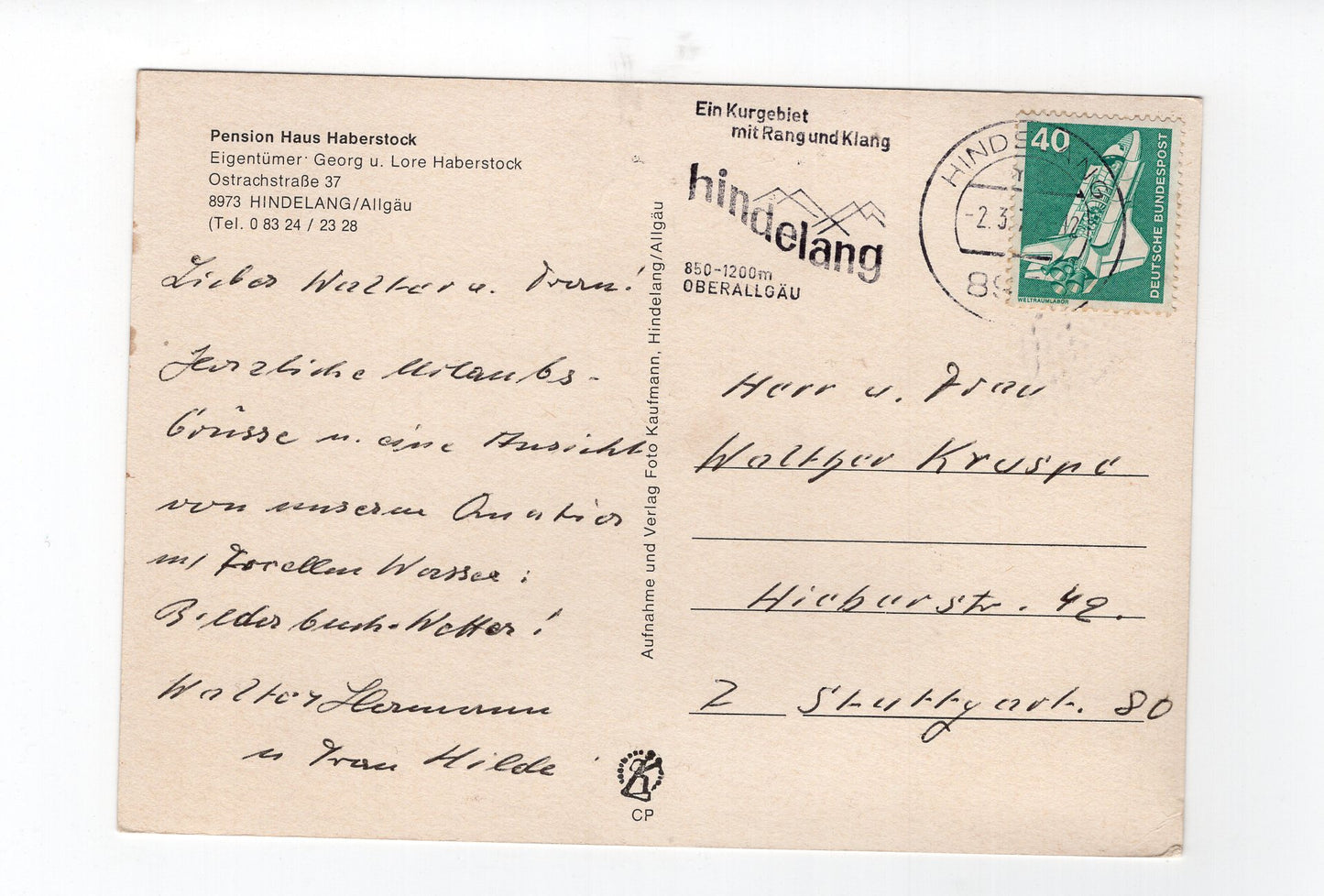 Ansichtskarte Hindelang / Allgäu / Pension Haus Haberstock