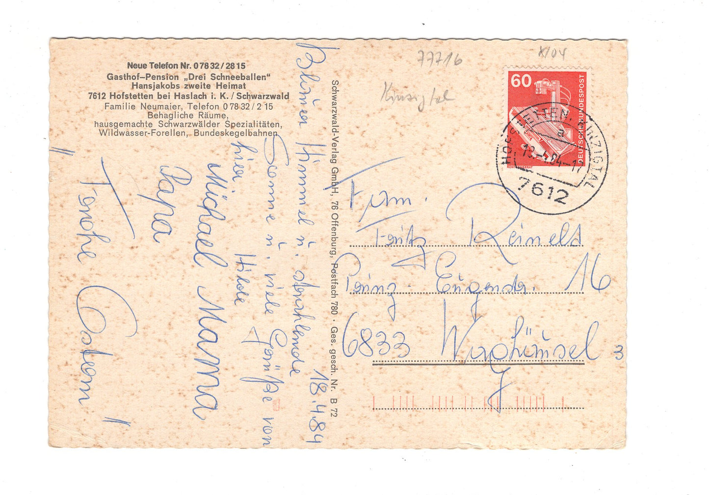 Ansichtskarte Hofstetten bei Haslach i. K. / Schwarzwald / H1-52