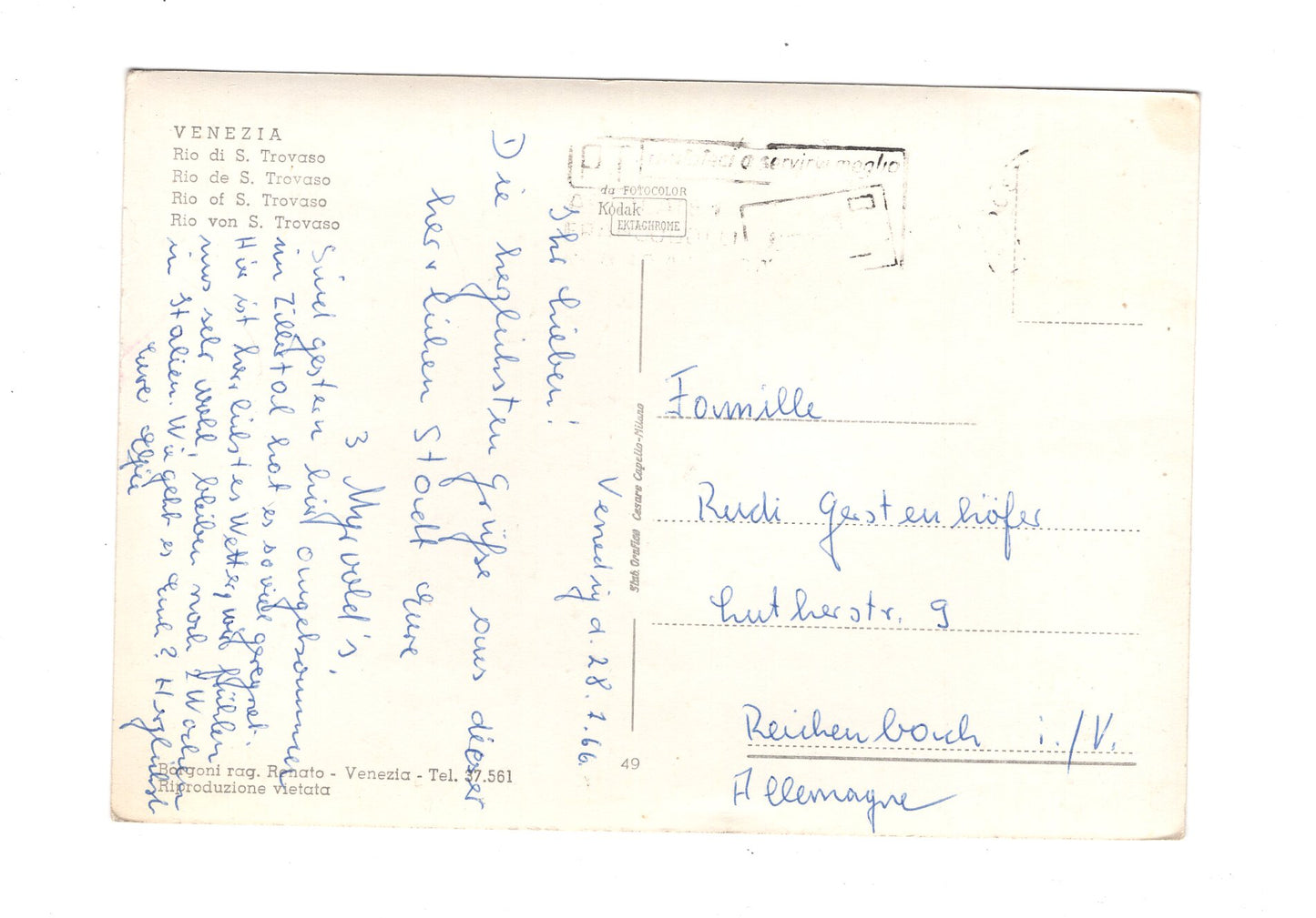 Ansichtskarte Venezia Venedig / Rio di S. Trovaso / Italien