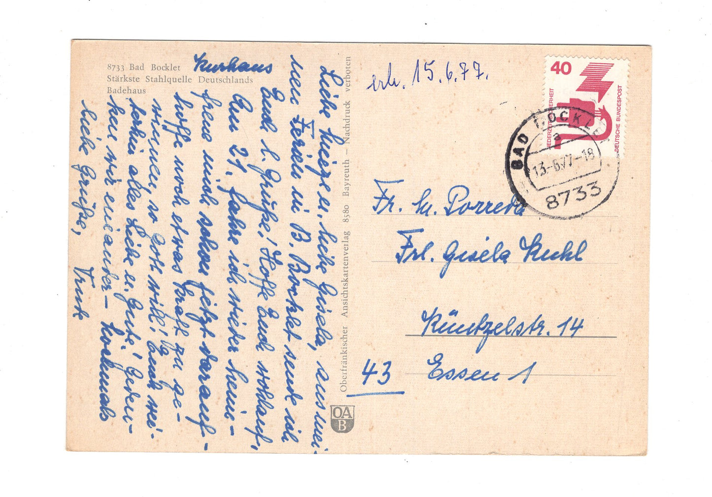 Ansichtskarte Bad Bocklet / Badehaus