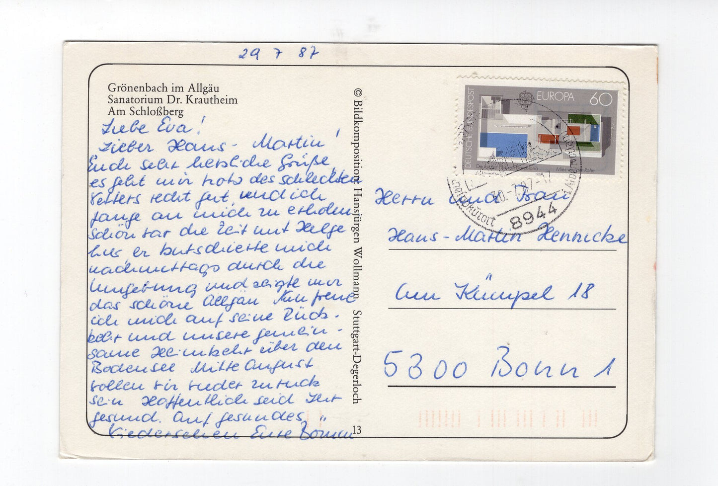 Ansichtskarte Grönenbach im Allgäu / Sanatorium Dr. Krautheim