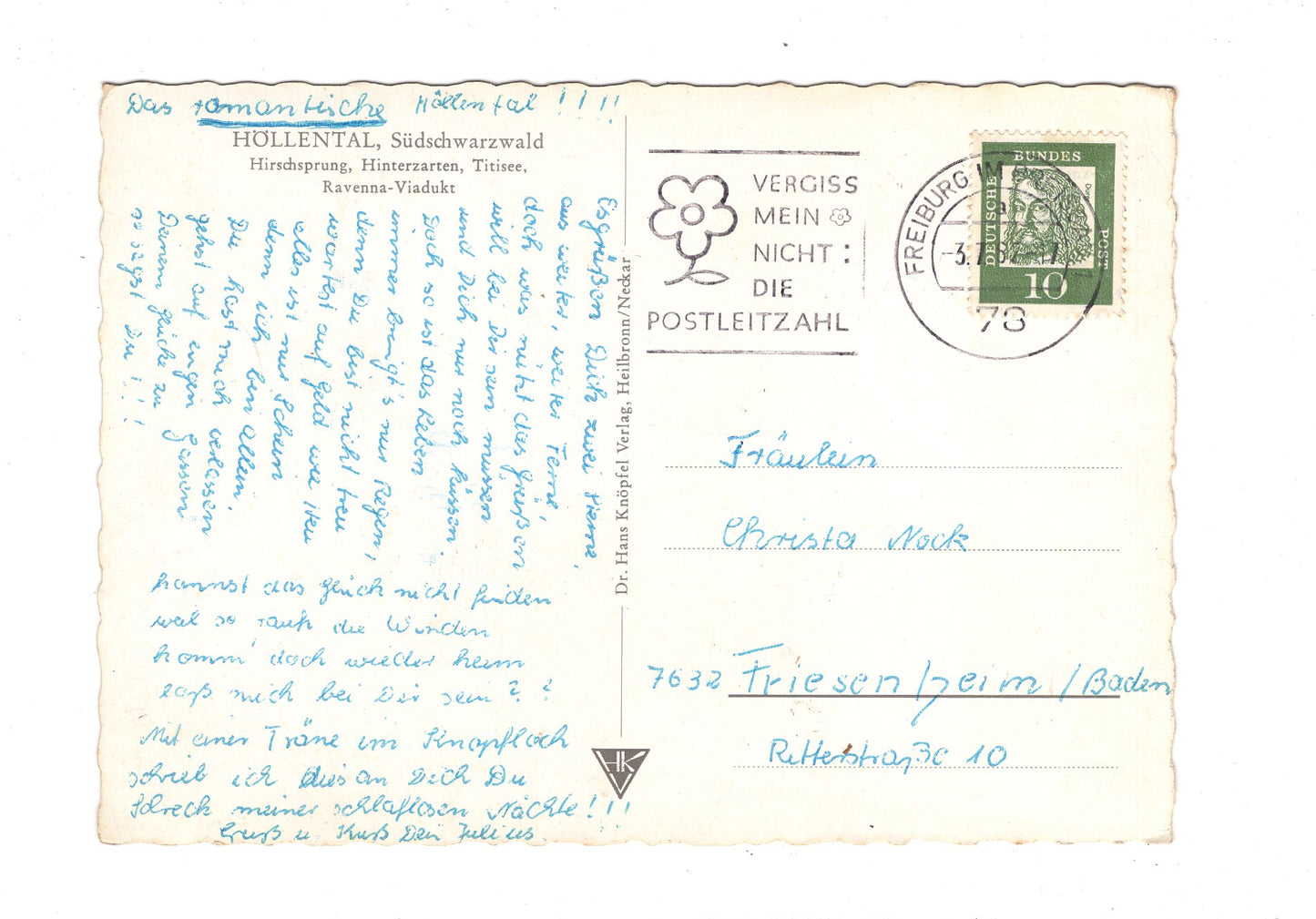 Ansichtskarte Das romantische Höllental / Südschwarzwald / H1-52