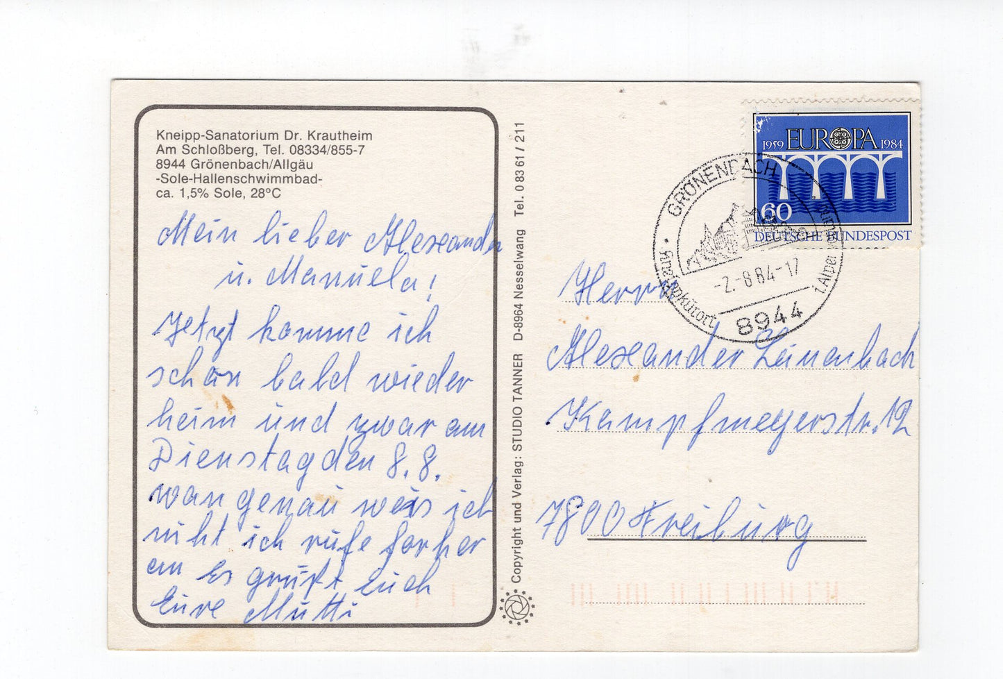 Ansichtskarte Grönenbach im Allgäu / Sanatorium Dr. Krautheim