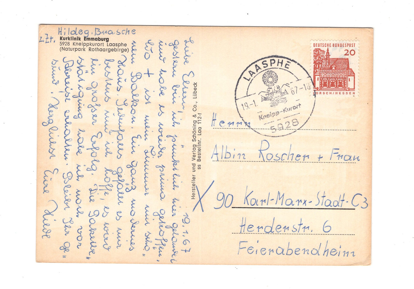 Ansichtskarte Kurklinik Emmaburg / Laasphe