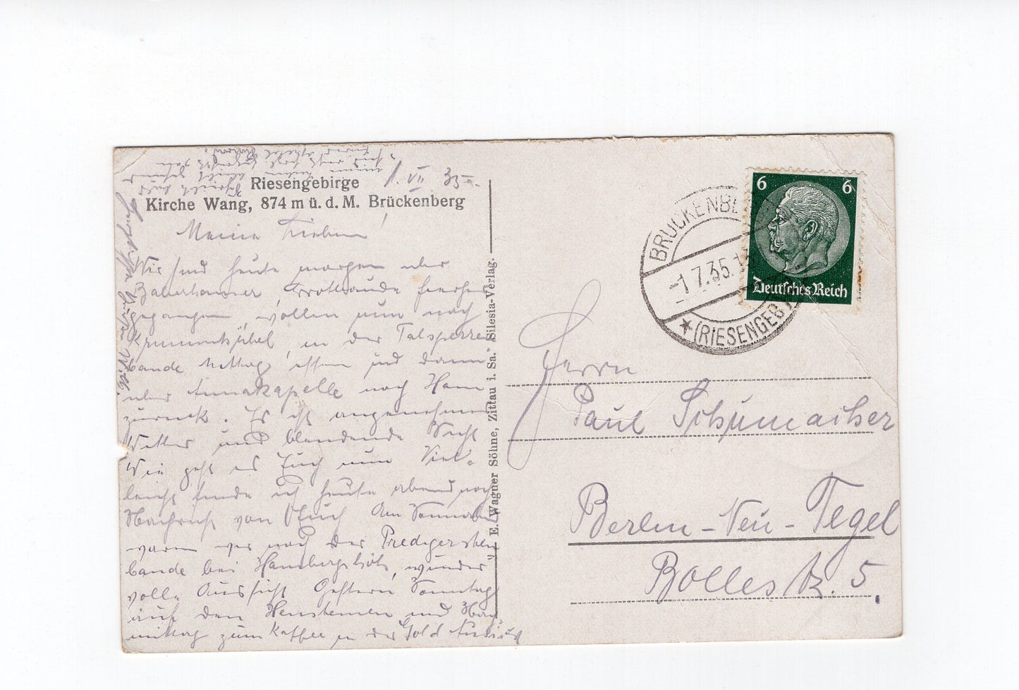 Ansichtskarte Brückenberg im Riesengebirge / Karpacz Górny / Kirche Wang / Polen