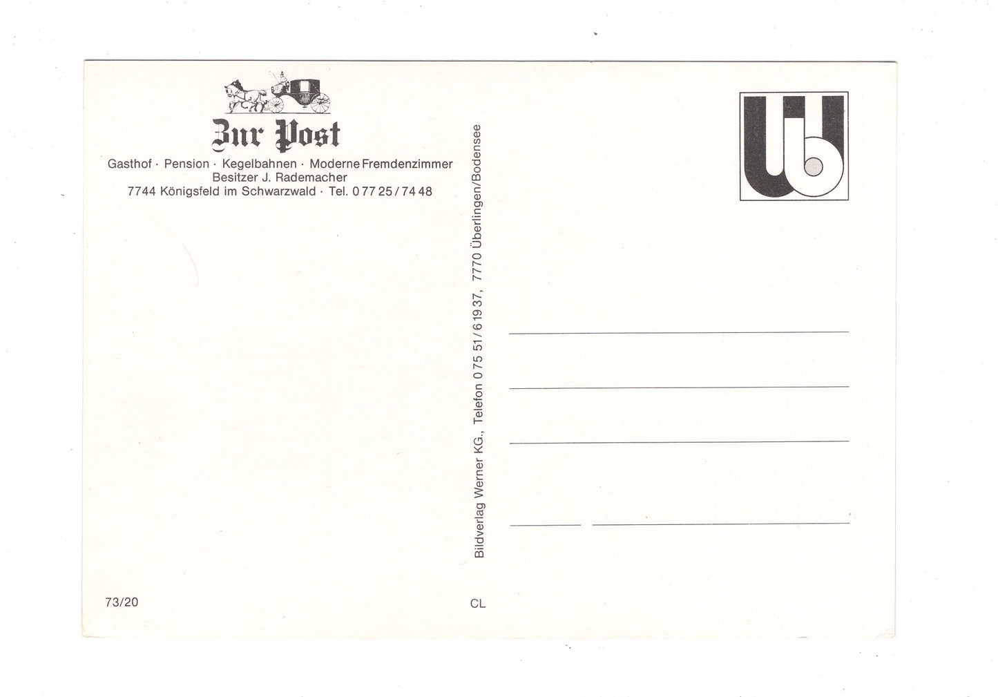 Ansichtskarte Gasthof Pension Zur Post / Königsfeld im Schwarzwald / H1-52