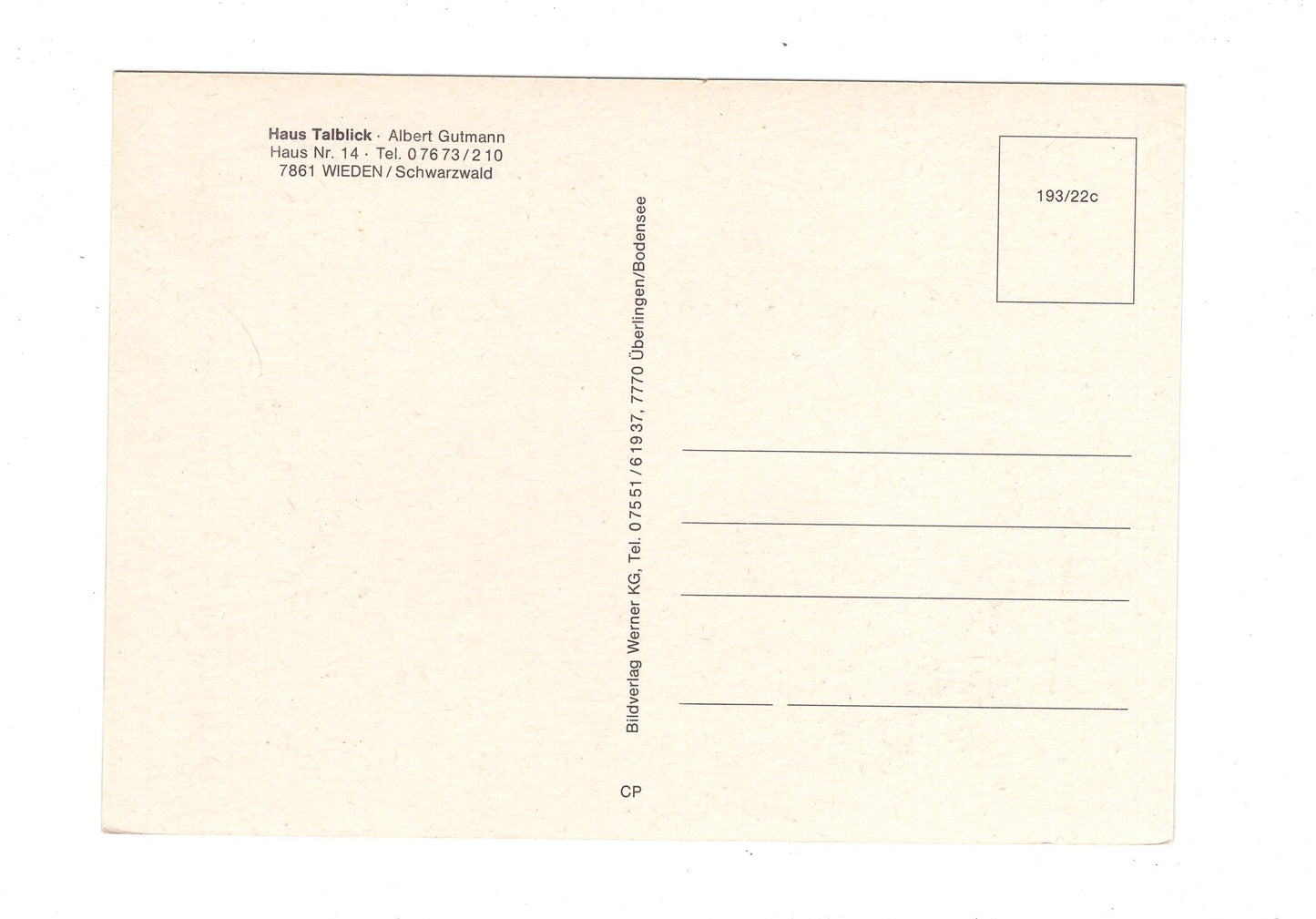 Ansichtskarte Haus Talblick / Wieden / Schwarzwald / H1-52